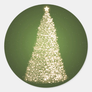 Elegantes Goldweihnachtsbaum-Grün Runder Aufkleber