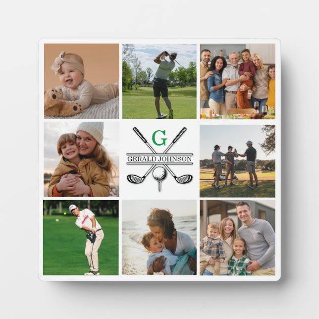 Elegantes Golf Monogram Collage Design Fotoplatte (Vorderseite)