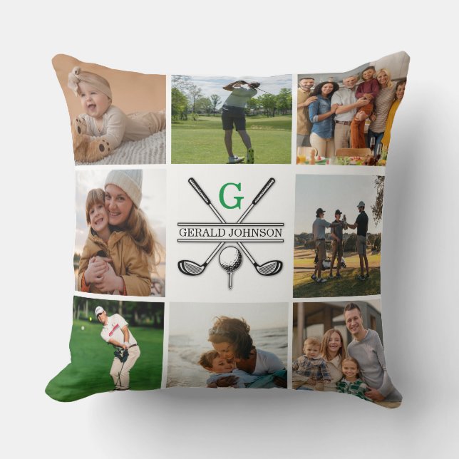 Elegantes Golf Monogram Collage Design Kissen (Vorderseite)