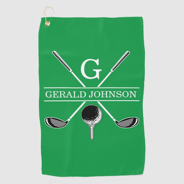 Elegantes Golf Monogram Design Golfhandtuch (Vorderseite)