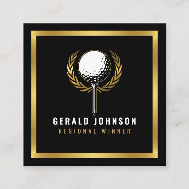 Elegantes Golf Monogram Design Square Business Car Quadratische Visitenkarte (Vorderseite)