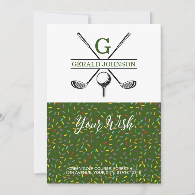 Elegantes Golf Monogram Holiday Design Feiertagskarte (Vorderseite)