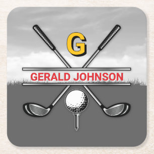 Elegantes Golf-Monogramm-Design für Kühler Rechteckiger Pappuntersetzer