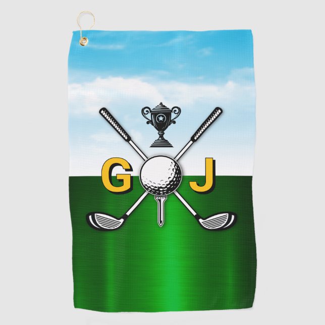 Elegantes Golf-Monogramm-Design Golfhandtuch (Vorderseite)