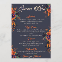 Elegantes Gothic 3D Floral Skull Gourmetmenü Menükarte