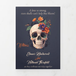 Elegantes Gothic-Complete-Hochzeitsprogramm Dreifach Gefaltete Einladung