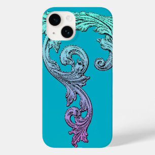 Elegantes Gothic-Design in Blau Case-Mate iPhone 14 Hülle