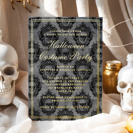 Elegantes Gothic Skull Halloween-Kostüm-Party Folieneinladung