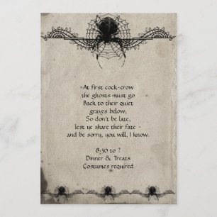 Elegantes Gothic Spider Halloween-Party Einladung
