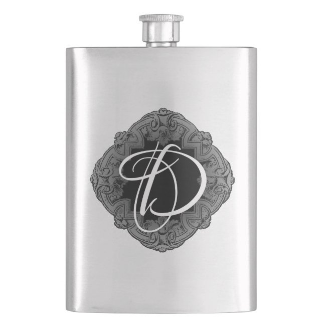 Elegantes gothisches Initial Flachmann (Vorderseite)