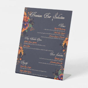 Elegantes Gotisches Floral Drinks Menü Pedestal Ze Sockelschild