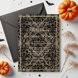 Elegantes Gotisches Halloween-Kostüm-Party Gold Folieneinladung