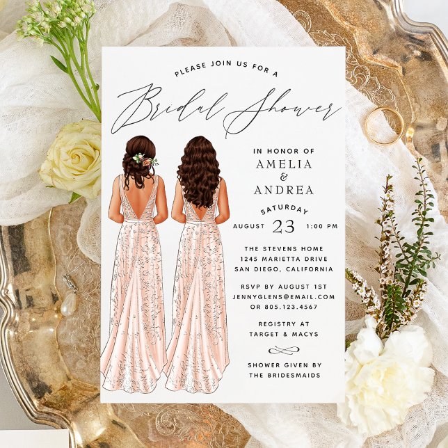 Elegantes Gown Brautparty Zwei Girls Einladung (Von Creator hochgeladen)