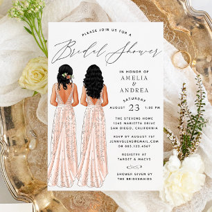 Elegantes Gown Brautparty Zwei Girls Einladung