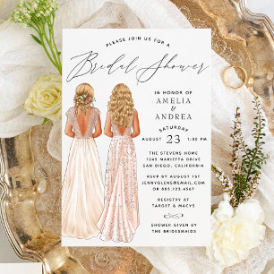 Elegantes Gown Brautparty Zwei Girls Einladung