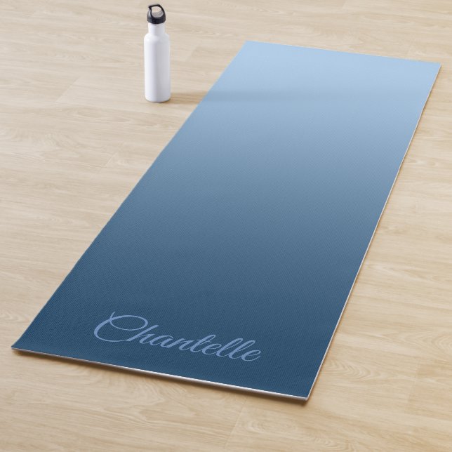 Elegantes Gradient Blue mit Individuelle Name Yogamatte (Beispiel)