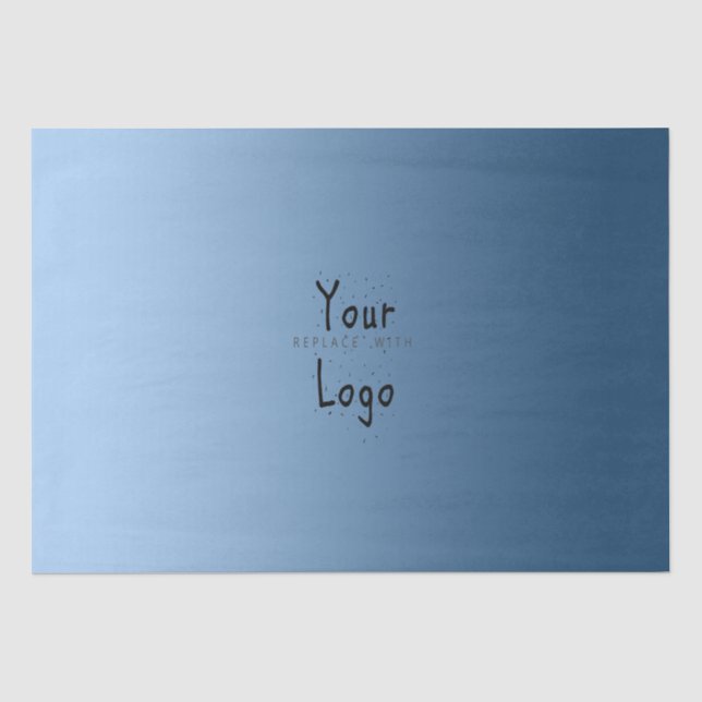 Elegantes Gradient Blue mit individuellem Logo Seidenpapier (Vorderseite)