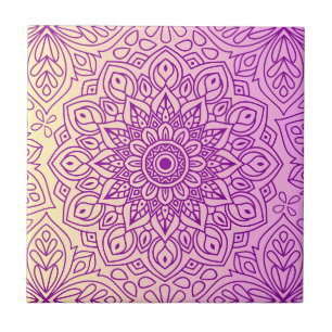 Elegantes Gradient Lila Peach Mandala Muster Fliese