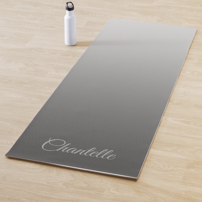 Elegantes Gradient Silver mit Individuelle Name Yogamatte (Beispiel)