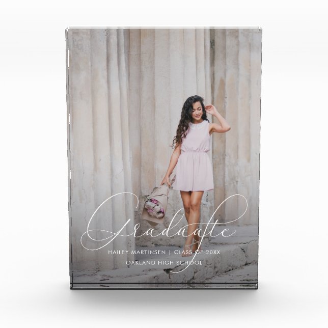 Elegantes Graduate Script mit Foto (Vorderseite)