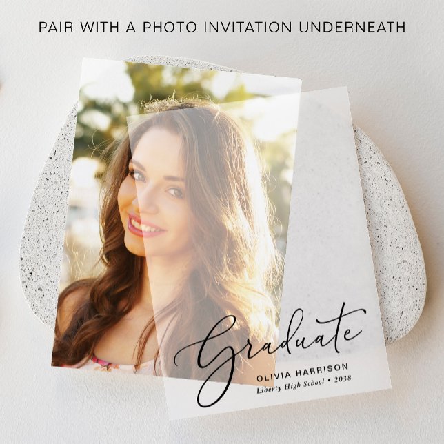 Elegantes Graduierungsgruppenüberlagern (Elevate your graduation party invitations with our timeless vellum overlays)