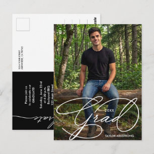 Elegantes Graduierungsskript-Foto zur Graduierung Postkarte