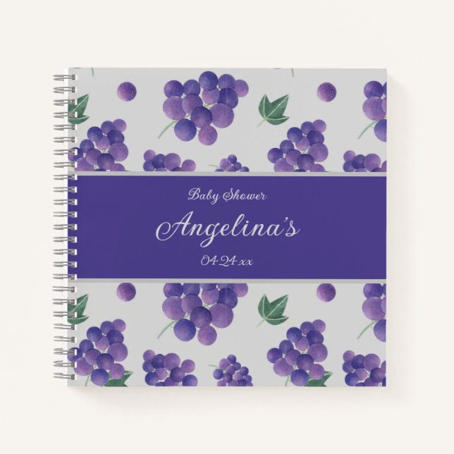 Elegantes Grape Baby Shower Gift List-Notebook Notizbuch (Vorderseite)