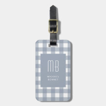 Elegantes grau-blaues Gingham-Monogramm
