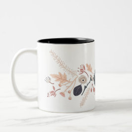Elegantes, grau blaues Pfirsichblütenmuster Zweifarbige Tasse