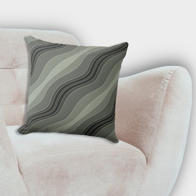 Elegantes, grau gegliedertes Linienmuster Kissen (Elegant Grey Layered Lines Pattern Throw Pillow, Living Room)