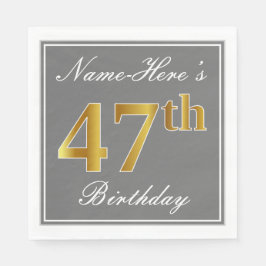 Elegantes Grau, Imitate Gold 47. Geburtstag; Indiv Serviette