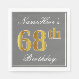 Elegantes Grau, Imitate Gold 68. Geburtstag; Indiv Serviette