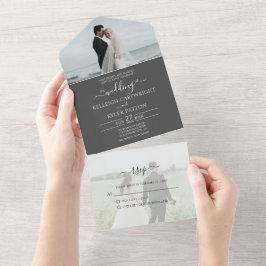 Elegantes Grau in einer Hochzeitsfeier All In One Einladung