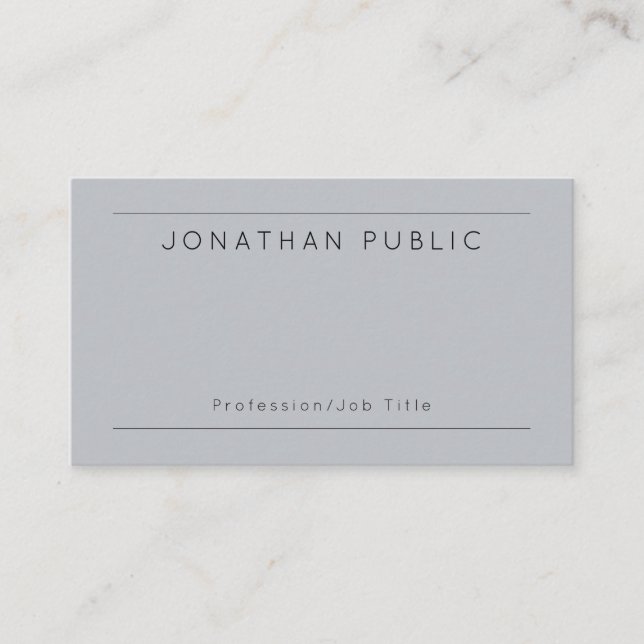 Elegantes Grau Personalisiert Modernes Minimalisti Visitenkarte (Vorderseite)