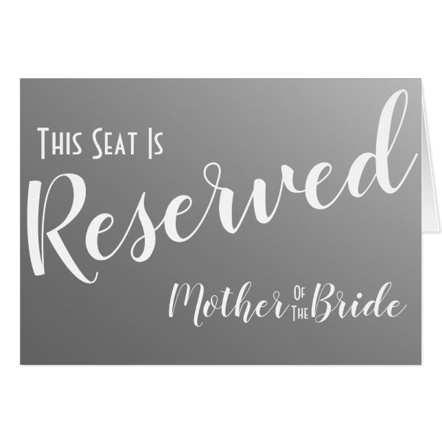 Elegantes, grau reserviertes Seat Wedding Sign (Vorderseite (Horizontal))