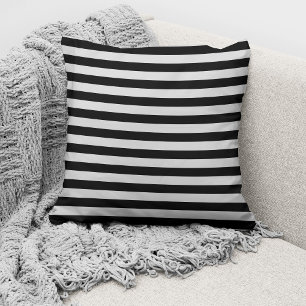 Elegantes grau-schwarzes, fett gestreiftes Muster Kissen