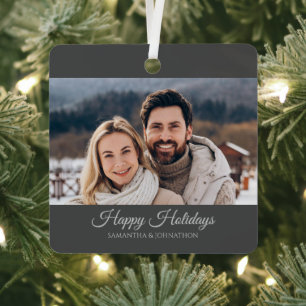Elegantes Grau Silber Frohe Weihnachten Christmas Ornament Aus Metall