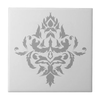 Elegantes, grau Single Damask Design Fliese