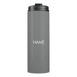Elegantes, grau-weißes individuelle Name-Textmono Thermosbecher