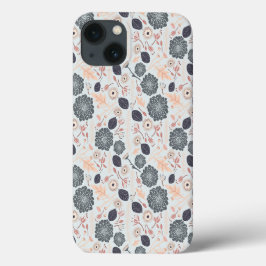 Elegantes graues blaues Blumenmuster Case-Mate iPhone Hülle