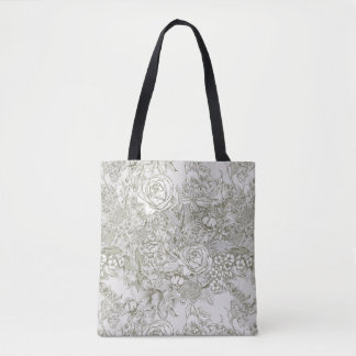 Elegantes graues Blumen-Toile Tasche