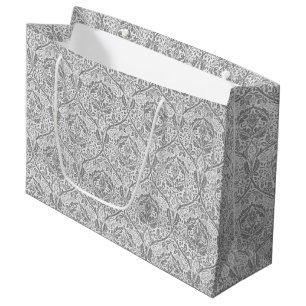 Elegantes graues Blumenmuster Große Geschenktüte