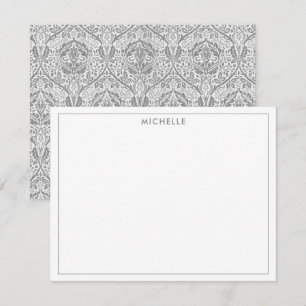 Elegantes graues Blumenmuster Mitteilungskarte