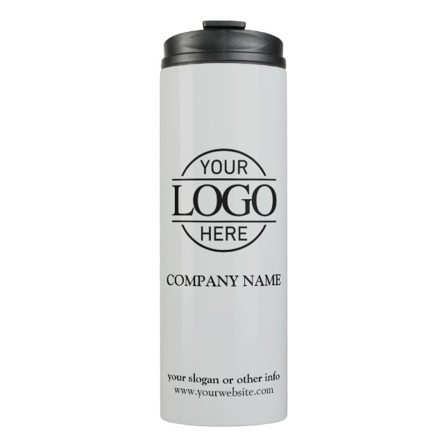 Elegantes Graues Firmenlogo Thermosbecher (Vorderseite)