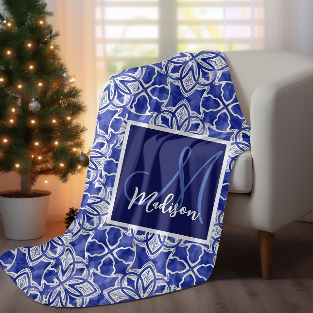 Elegantes graues geometrisches, nahtloses Monogram Fleecedecke (Von Creator hochgeladen)