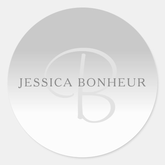 Elegantes graues Gradient benutzerdefinierbares Mo Runder Aufkleber (Vorderseite)