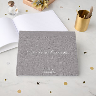Elegantes graues Imitat Linen Monogram Gästebuch