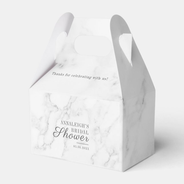 Elegantes graues Marble-Muster-Skript-Brautparty Geschenkschachtel (Vorderseite)