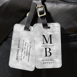 Elegantes graues Monogramm Gepäckanhänger