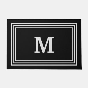 Elegantes graues monogrammiertes Fußmatte